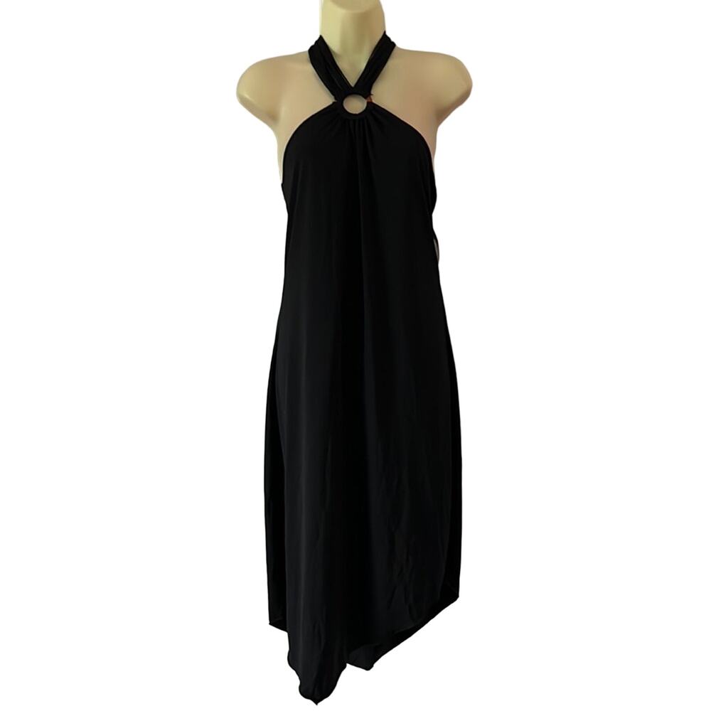 Younique Y2K Vintage Black Halter Dress Juniors Size Large Asymmetrical Clubwear